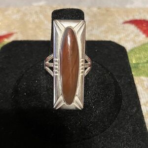 Vintage sterling silver cabochon stone ring size 8